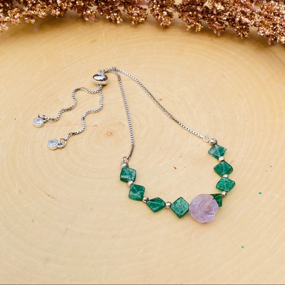 Amethyst Gemstone Adjustable Silver Bracelet